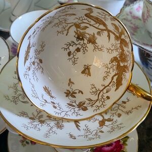 Gold and White Elegant Dining Tea Cup With Matching Saucer. Coalport